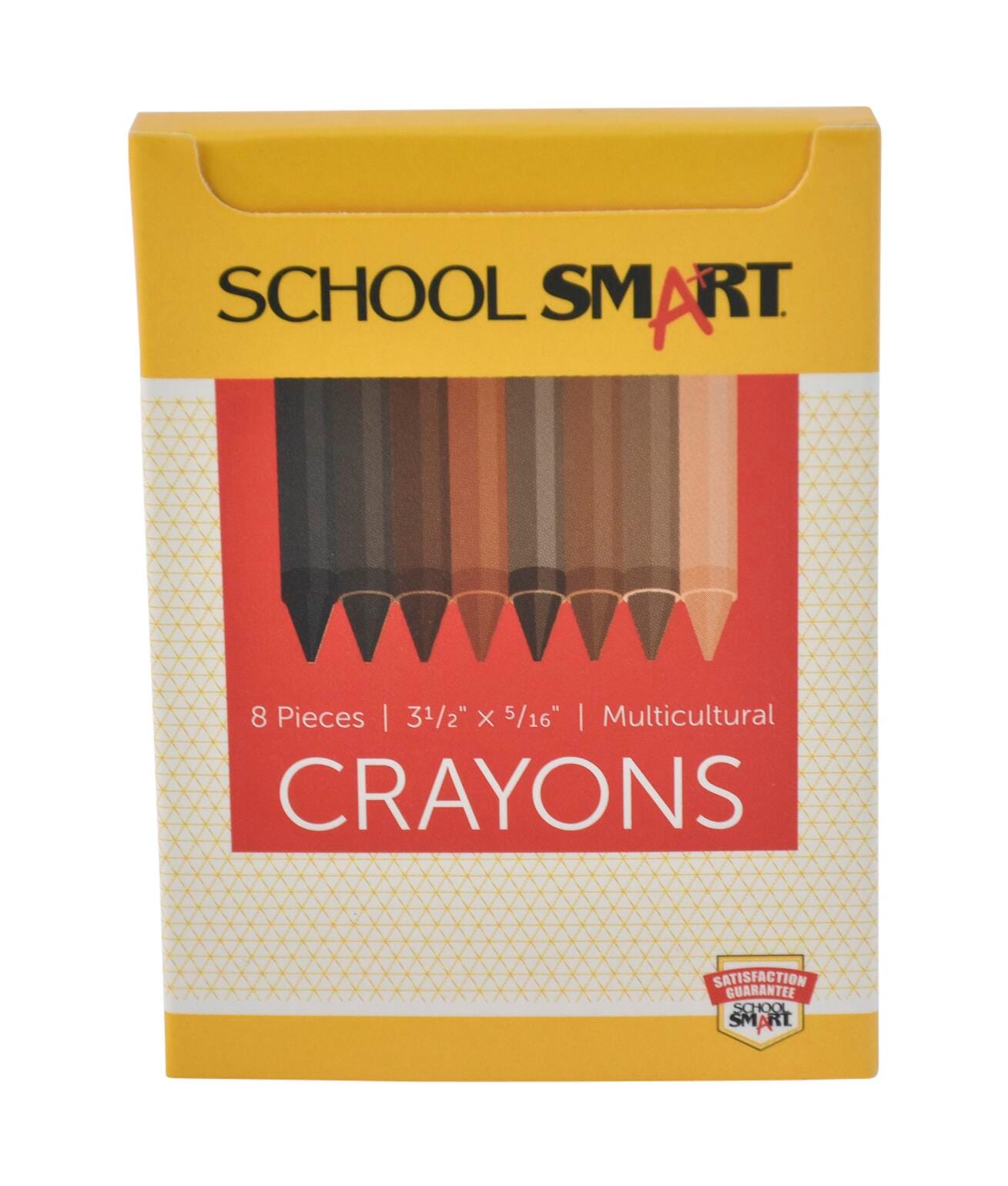 School Smart Crayons, Standard Size, Assorted Multicultural Colors, Set of 8 2091969